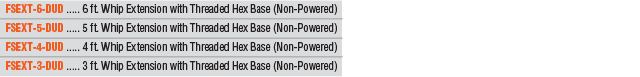 Whip Extensions, Threaded Hex Base (Non-Powered)
